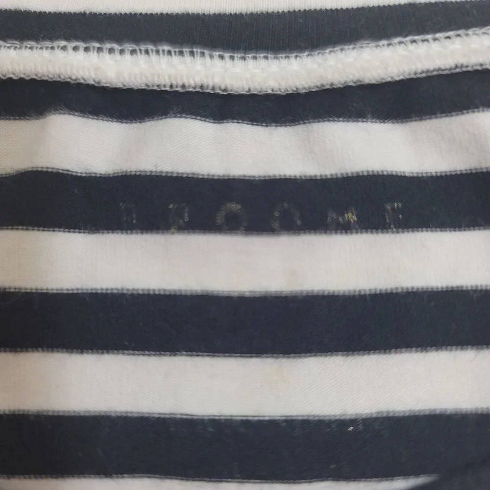 Kate Spade Broome Street Sz Small Striped Tiered Ruffle Peplum Top Black & White - Picture 3 of 11